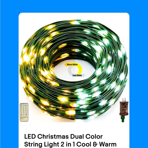 LED Christmas Dual Color String Light 2 in 1 Cool & Warm White Color Changing - Picture 3 of 3